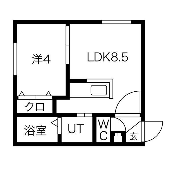 RAFFINE中島公園(1LDK/1階)の間取り写真