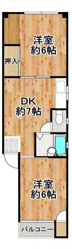 中川マンション(2DK/3階)の間取り写真