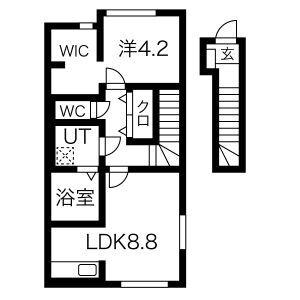 ラポール久野本(1LDK/2階)の間取り写真
