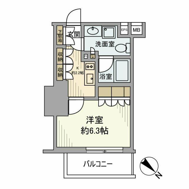 ザ・パークワンズ渋谷本町(1K/14階)の間取り写真