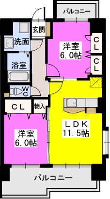 サンライズ・エイト(2LDK/3階)の間取り写真