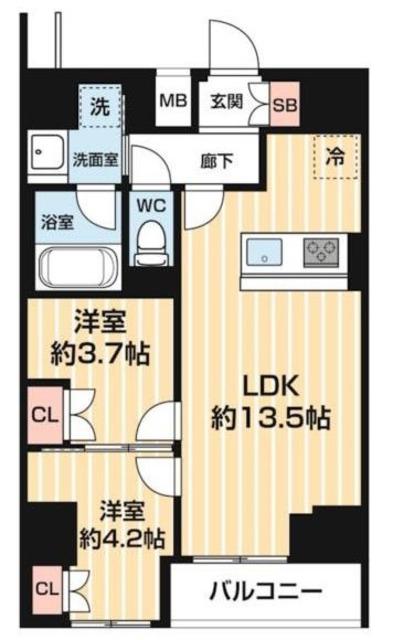 ARCOBALENO MINAMISENJU(2LDK/10階)の間取り写真
