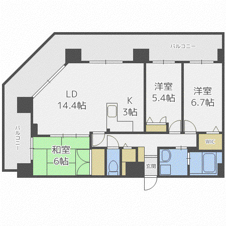 南円山シャトー桂和(3LDK/3階)の間取り写真