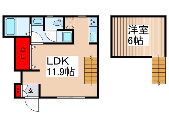 LOFT6(1LDK/1階)の間取り写真
