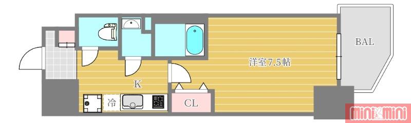 LUMINOUS鶴見(1K/6階)の間取り写真