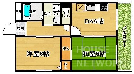 ジョグコート(2DK/3階)の間取り写真