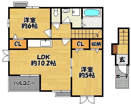 エレガンテ・パラッツォ(2LDK/2階)の間取り写真