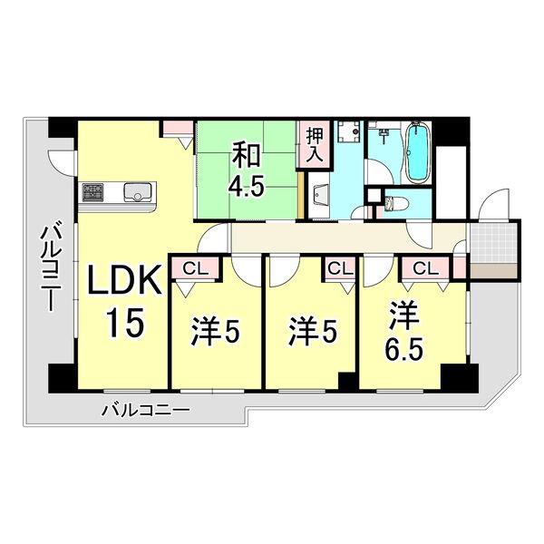 パデシオン大津レイクビュー(4LDK/4階)の間取り写真