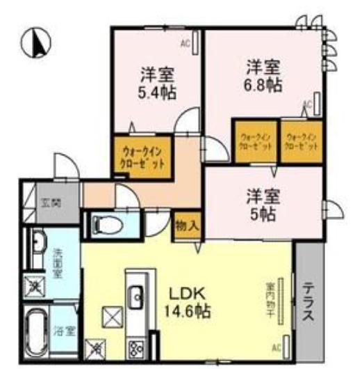 アンサンブル大今里(3LDK/1階)の間取り写真