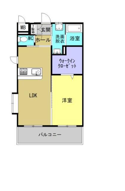 オーシャンハイツ参番館(1LDK/2階)の間取り写真