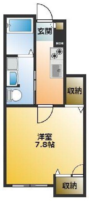 K S CREST GARDEN A(1K/1階)の間取り写真