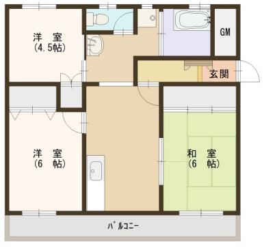 アルテハイム姫路(3DK/2階)の間取り写真