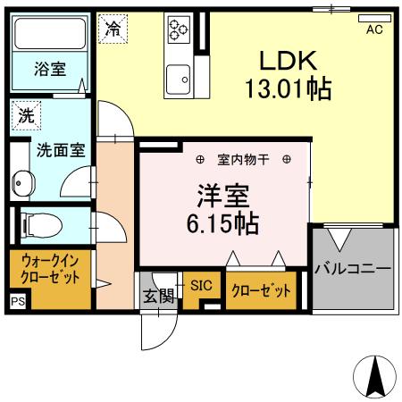レインボー皿沼(1LDK/2階)の間取り写真