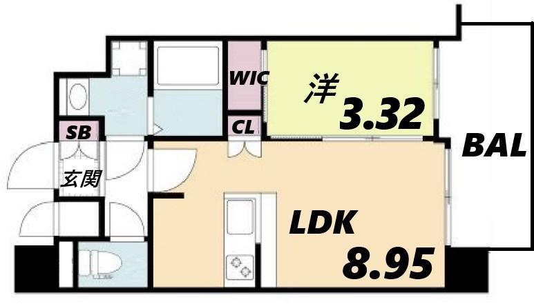 セレニテ甲子園プリエ(1LDK/2階)の間取り写真