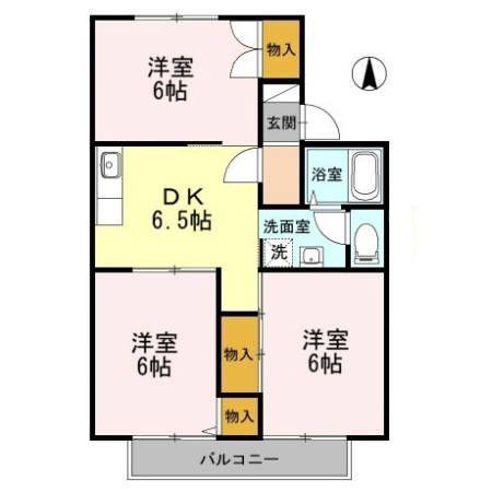 サンハイム B(3DK/2階)の間取り写真