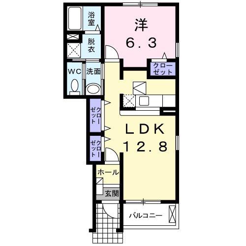 シーエムケーハイムD(1LDK/1階)の間取り写真