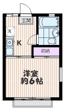 ハイブリッジ根岸(1K/2階)の間取り写真
