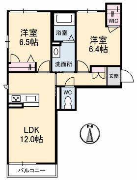 BEREO YU-WA(2LDK/1階)の間取り写真