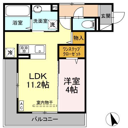グランドゥール シャトー(1LDK/3階)の間取り写真
