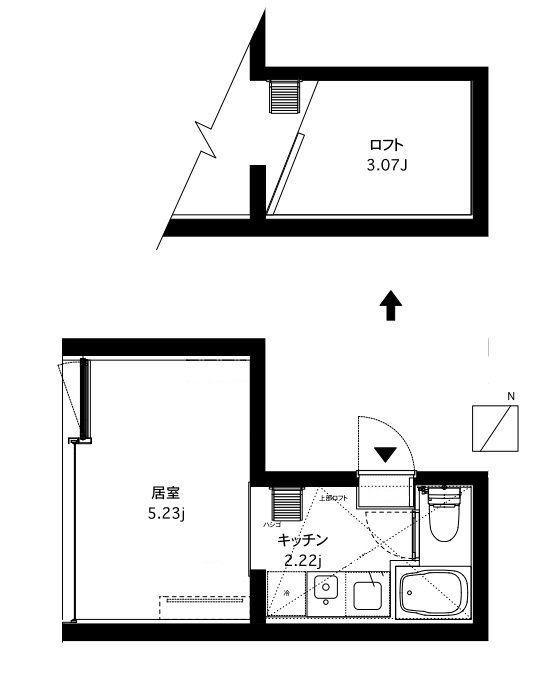 KM23110(1K/2階)の間取り写真