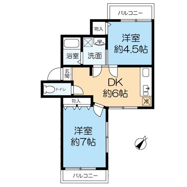 インペリアル砂山(2DK/3階)の間取り写真