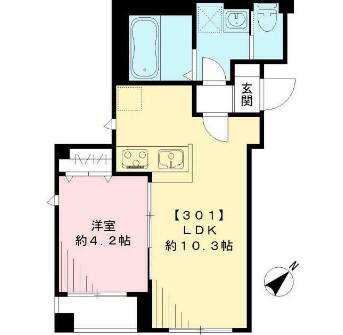 グランビューノ荏原(1LDK/3階)の間取り写真