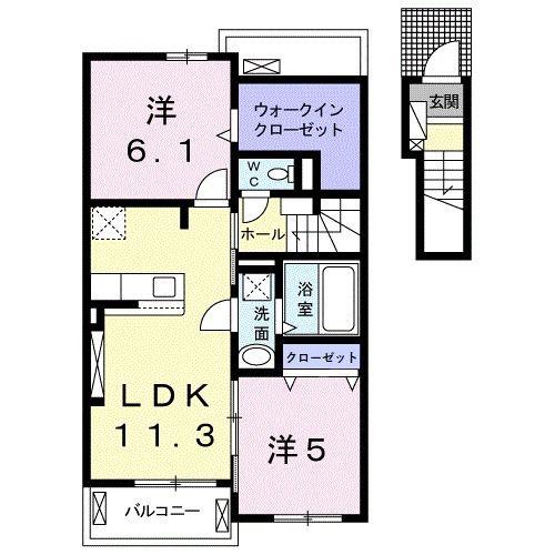 RKハイムA(2LDK/2階)の間取り写真