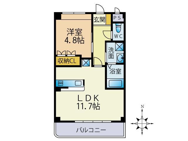 ヴォアチュールO.H(1LDK/1階)の間取り写真
