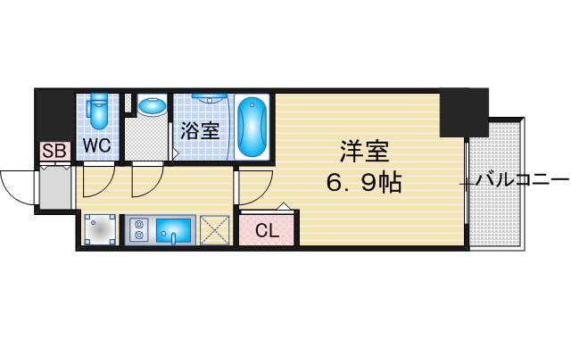 メイクスアート黒川(1K/2階)の間取り写真