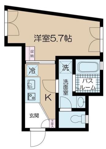 ヒルトップ代々木上原(1K/1階)の間取り写真