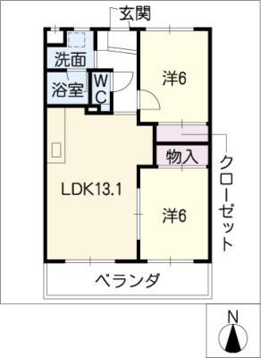 リヴィエール(2LDK/1階)の間取り写真