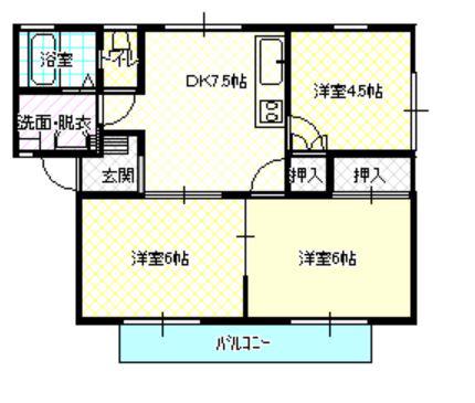 富永ハイツA棟(3DK/1階)の間取り写真