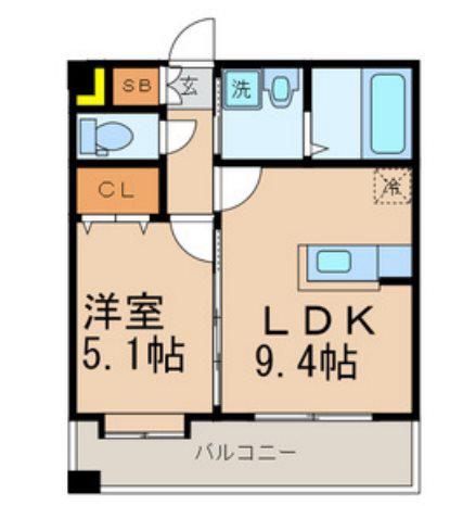LUCIS千早(1LDK/4階)の間取り写真
