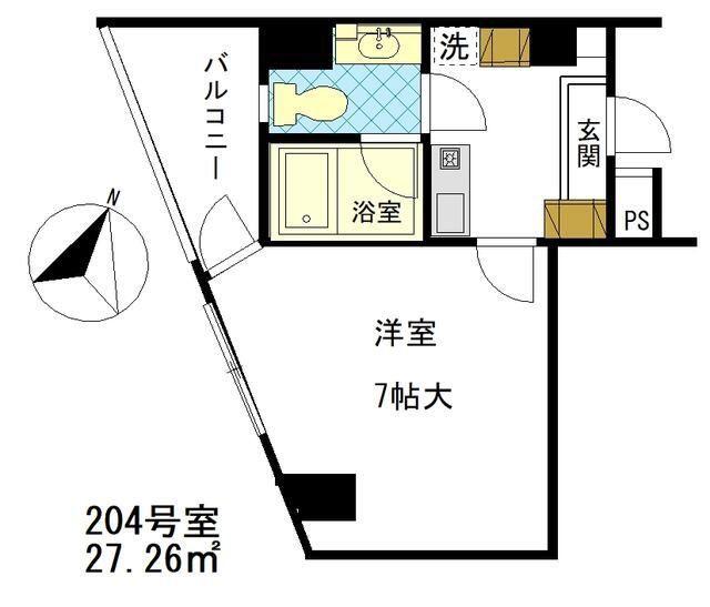 カザルス・スクエア(1K/2階)の間取り写真