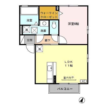 メリオル木曳野 C(1LDK/1階)の間取り写真