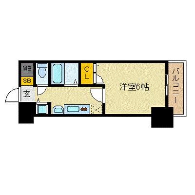 プレサンス名古屋STATIONビーフレックス(1K/12階)の間取り写真