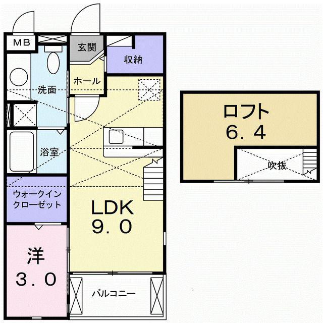 グレイスヴィラ川中島A(1LDK/2階)の間取り写真