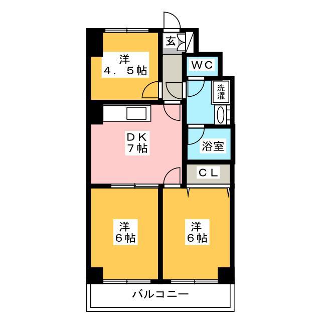 オークマンション(3DK/9階)の間取り写真