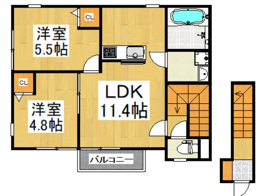 メゾン・ド・ジョア(2LDK/1階)の間取り写真