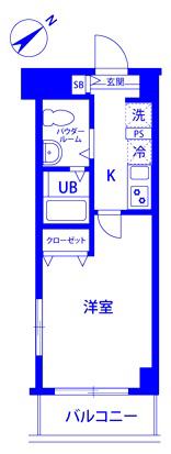 バージュアル浦和イースト(1K/6階)の間取り写真
