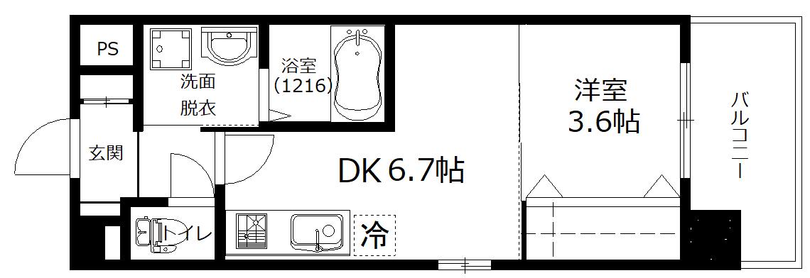 PARKTERRACE IN 大手町(1DK/2階)の間取り写真