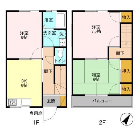 ウッディハイツ(3DK/1階)の間取り写真