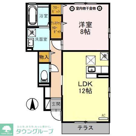 ブルーシャトー(1LDK/1階)の間取り写真