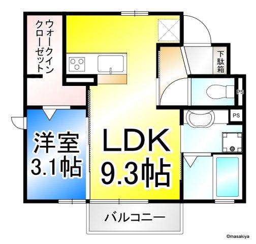 CASA日和 III(1LDK/1階)の間取り写真
