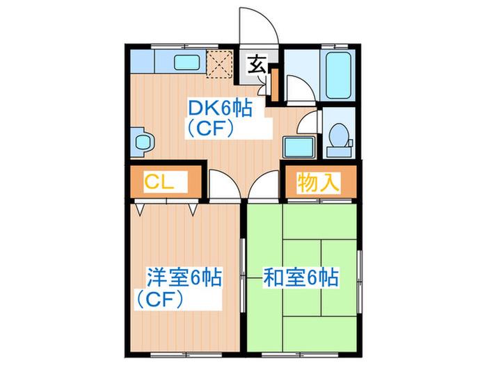 アーバンライフ鹿野(2DK/2階)の間取り写真