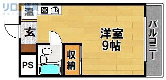 シャトー金城(ワンルーム/4階)の間取り写真