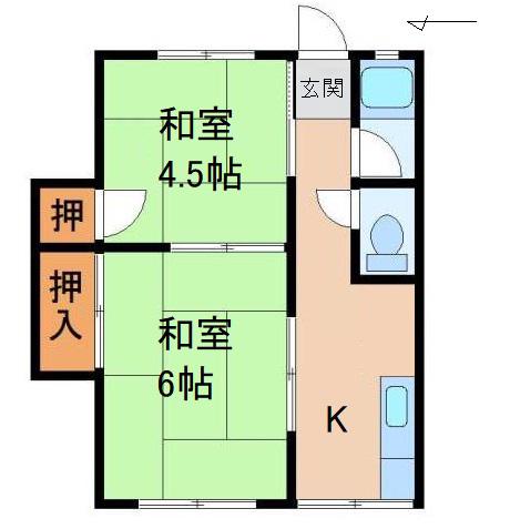 コーポ彩城(2K/1階)の間取り写真