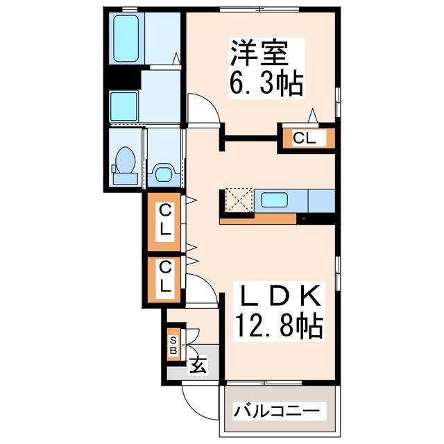 エスポワールヒル(1LDK/1階)の間取り写真
