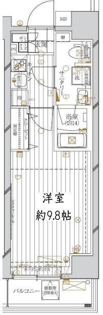 レガリス錦糸町(1K/2階)の間取り写真