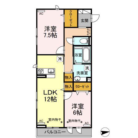LAFFINAGE(2LDK/2階)の間取り写真
